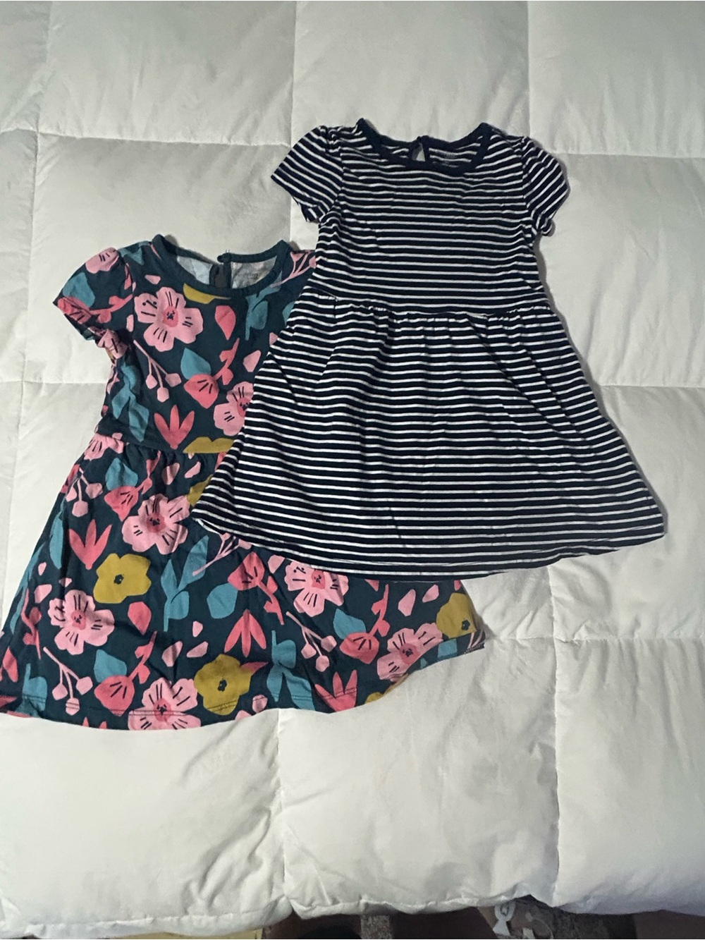 Girls' Two-Pack Casual Dresses - Navy Stripe & Floral
